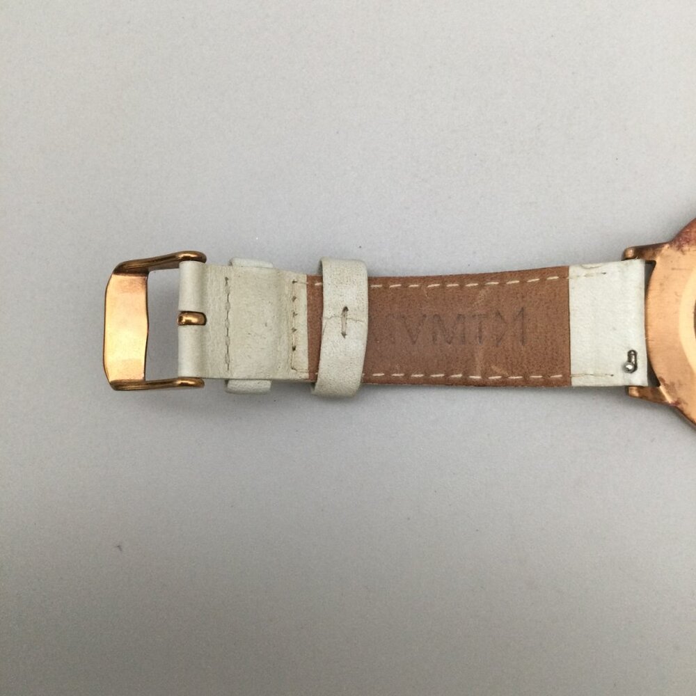 MVMT Boulevard Watch Women 38mm Rose Gold Tone White Leather Band New Battery - Picture 11 of 16
